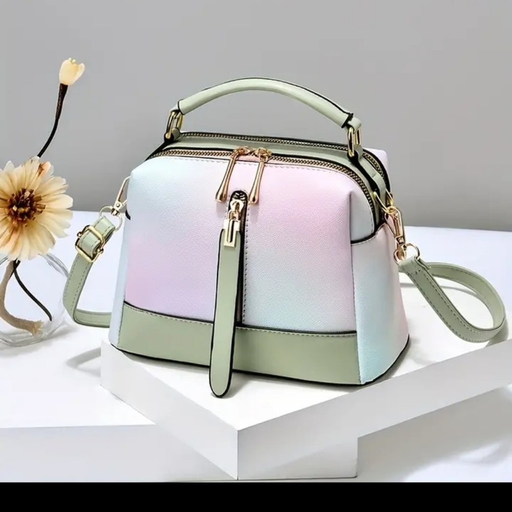 Faux Leather top handle bag with strap